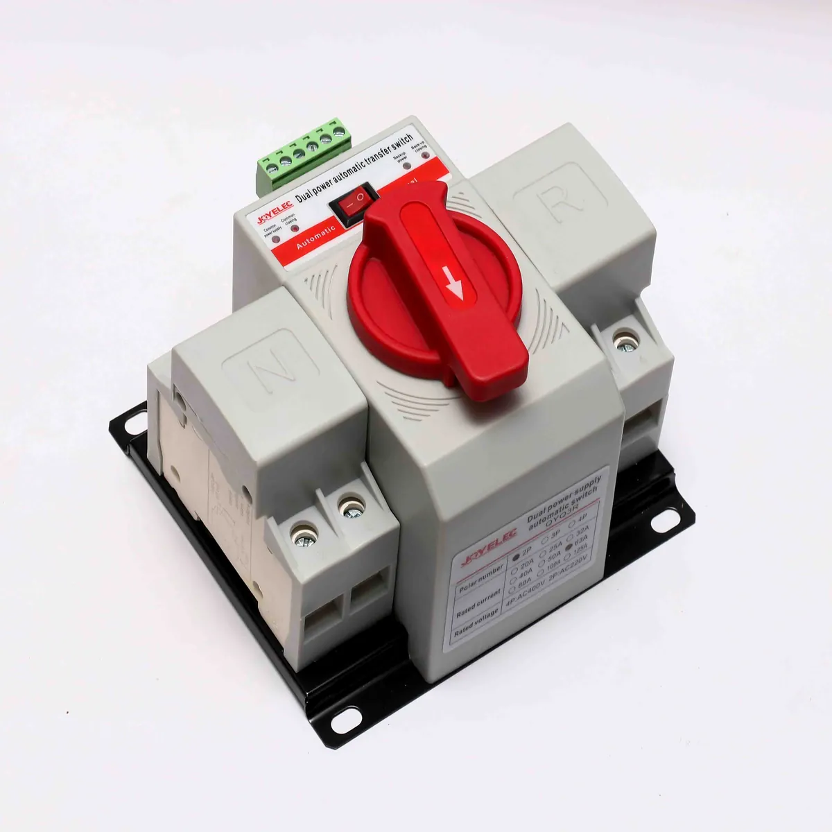 Switches automatically between mains power and backup power.